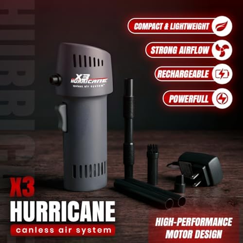 Canless Air X3 Hurricane Air Duster - Rechargeable Air Blower with Adjustable Speed up to 260 MPH - 5 Attachments Dust Removal Tool - Compressed Air Alternative for Electronics & Car Detailing - Image 6