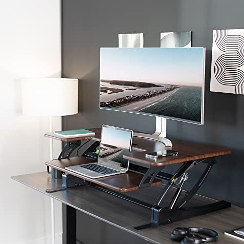 VIVO Dark Walnut 42 in Standing Desk Converter, DESK-V000VLD - Image 6