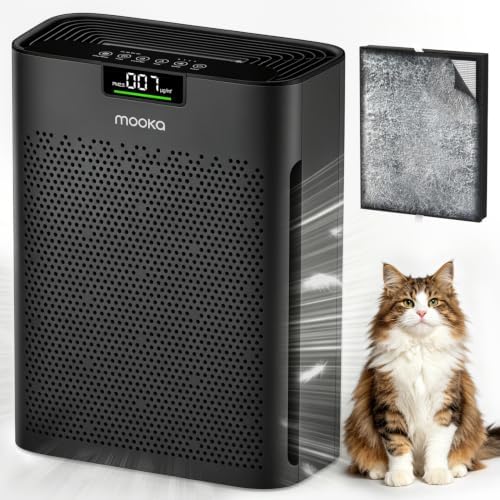 MOOKA Air Purifier for Home Bedroom Large Room 2200 Ft², HEPA Filter, Black by MOOKA