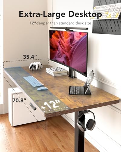 HUANUO 71 x 35 Inch Large Electric Standing Desk, Brushless Motor, Vintage - Image 4