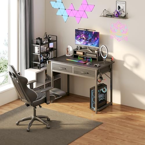 DLisiting 32 Inch Small Desk with Drawers, Black - Image 4