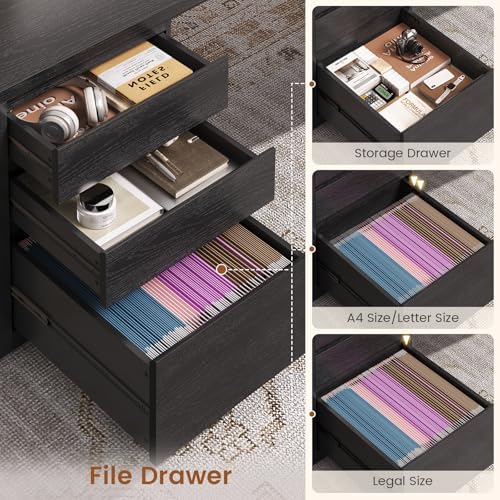 SEDETA 63" L Shaped Desk with 3 Drawers,Modern Executive Office Desk - Image 3