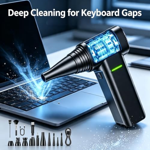 Compressed Air Duster, 300000RPM 500g Max Wind Pressure Cordless Rechargeable Electric Air Duster, Canned Air Duster for Computers, 4-Gear Turbo Dust Blower for Keyboard PC Outdoor Car - Image 3