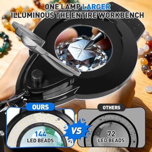 KIRKAS LED Magnifying Lamp with Clamp, 2,200 Lumens Dimmable 28in 12X - Image 2
