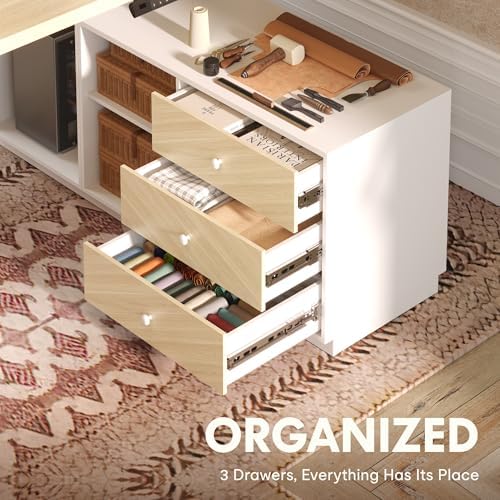 FLEXISPOT 60" Executive Standing Desk with File Cabinet, White Wood Grain - Image 4