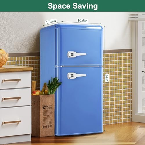 Retro Mini Fridge with Freezer 4.0 Cu. Ft, Small Refrigerator Dual Door - Image 4