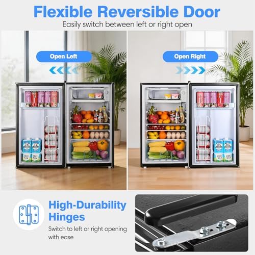 OSTBA 3.2 Cu.Ft Mini Fridge with Freezer, Single Door Compact Refrigerator - Image 4