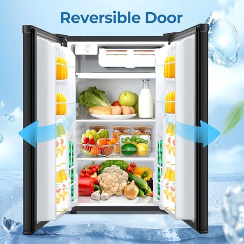 Electactic 4.5 Cu.ft Mini Fridge with Freezer, Compact Refrigerator, Reversible Door, Adjustable Thermostat, Low Noise, Energy Efficient, Black - Image 4
