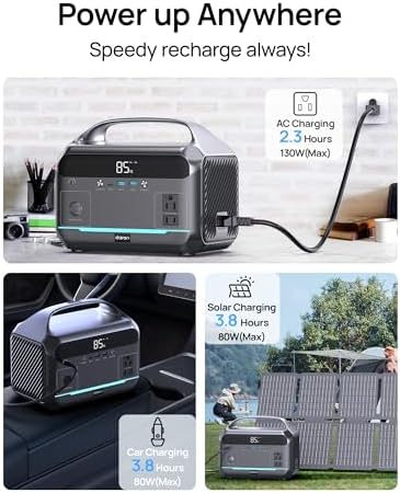 DaranEner Portable Power Station 600W with Bag, 288Wh (90,000mAh) LiFePO4 Battery Backup, 2×600W (1200W Surge) AC Outlets, 2.2H Fast Recharge, Solar Generator for Camping, RV, Travel, Home Emergency - Image 4