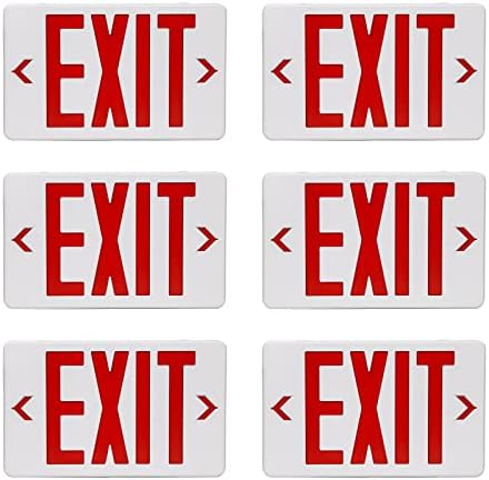 TANLUX Red Exit Sign, LED Emergency Exit Light with Battery Backup, UL Listed, AC 120/277V, Hardwired Exit Signs with Emergency Lights, Commercial Emergency Lights for Business - 6 Pack by Unknown