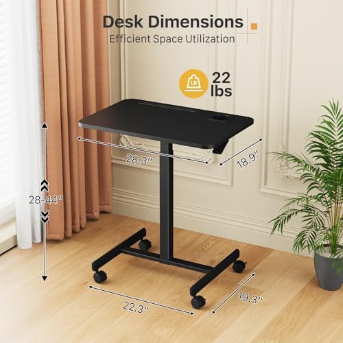 28 inch Mobile Laptop Desk, Portable Sit Stand Cart with Wheels - Image 6