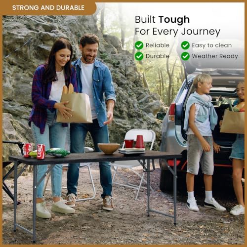 5.5 Feet ADJUSTABLE Foldable Table with Built in Handle & Steel Legs | 5.5FT Heavy Duty Folding Portable | Perfect for Party, Dining, Wedding, Events, Picnic Indoor, Outdoor, Camping, Utility, Folding - Image 5