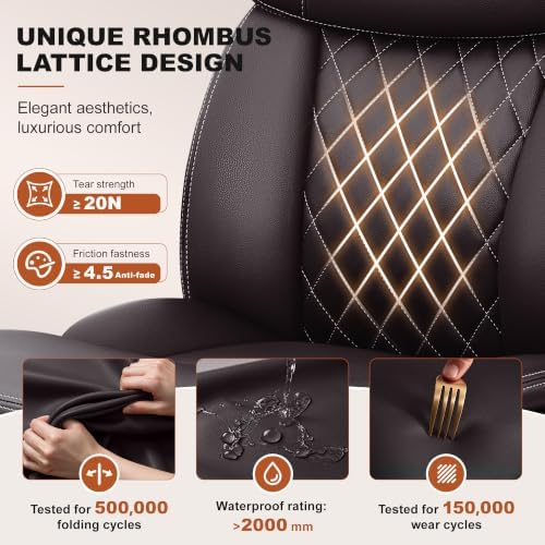 Leather Office Chair, Computer Desk Chair with Dual Back Support - Image 3