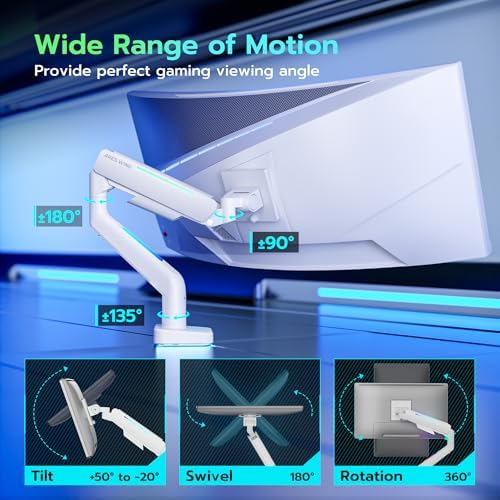 ARES WING Ultrawide Monitor arm with RGB for 17-49 Inch Screen, White - Image 4