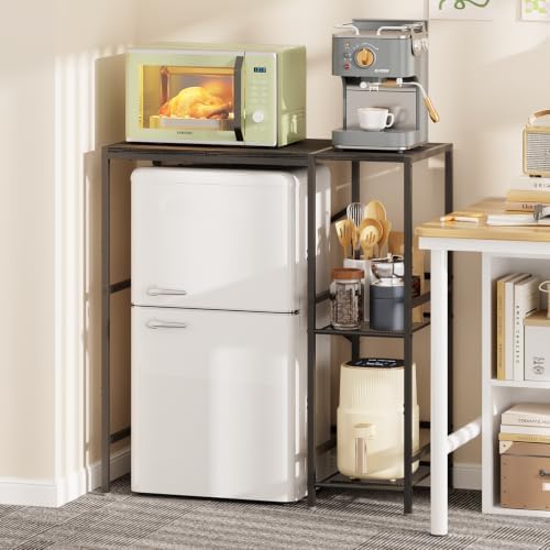 Mini Fridge Stand with Storage Shelves Dorm Microwave Stand Reversible by Yuyetuyo