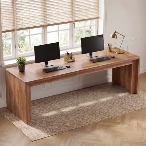 Tribesigns 78-Inch Extra Long Home Office Desk, 2 Person Wood Computer Desk for Office, Rustic Rectangular Writing Table, Easy Assembly, Brown - Image 7