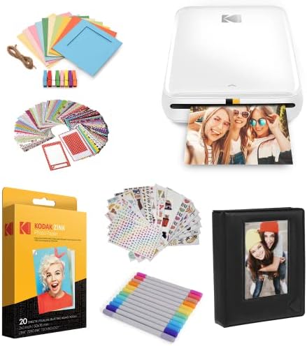 KODAK Step Printer Wireless Mobile Photo Printer with Zink Zero Ink Technology & Kodak App for iOS & Android (White) Gift Bundle by Unknown