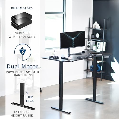 VIVO Black Carbon Fiber 63 x 32 in Standing Desk, DESK-KIT-2B1R - Image 4