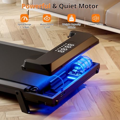Walking Pad Treadmill with Incline, Under Desk Treadmill for Home/Office with 250 lbs Weight Capacity, 2.5HP Low Noise Walking Pad, Remote Control, LED Display - Image 4
