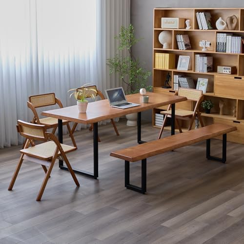 Stylish Brown Wooden Long Bench with Sturdy Metal Legs – Versatile Seating for Office, Restaurant, Living Room, and Meeting Room(Brown Bench, 63in) - Image 6