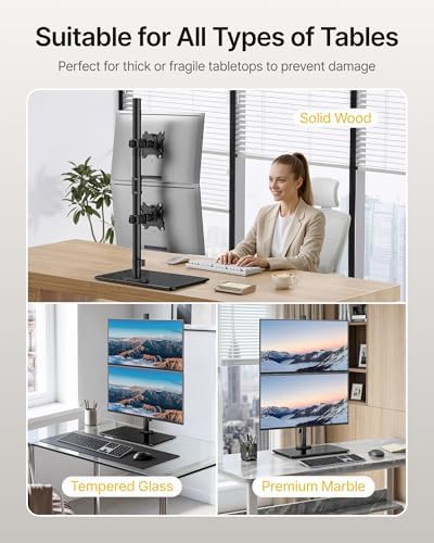 monTEK Vertical Dual Monitor Stand for 17-32", Glass Base - Image 6