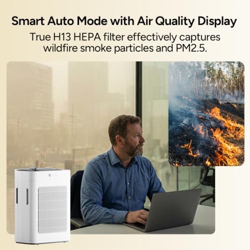 Dr.Prepare Air Purifier for Home Bedroom Large Room Up to 3,000 ft², HEPA Air Cleaner with Dual-Sided Washable Pre-Filter, 20dB Sleep Mode & Fragrance, AQI Display,Auto & Pet Mode for Smoke Odors - Image 3