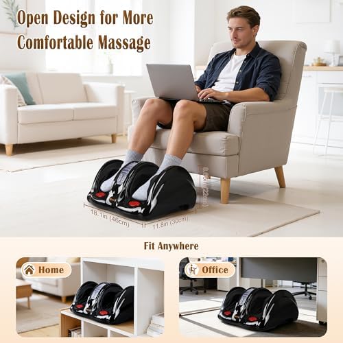 Foot Massager with Heat, Shiatsu Foot Massager for Circulation and Pain Relief and Heat Therapy, Ankle, Calves and Feet Massage with Deep Kneading Rolling, Gifts for Women Men Mother Father, Black - Image 3