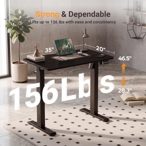 Claiks 35 x 20 Inch Black Electric Standing Desk - Image 3