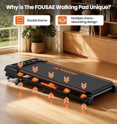 Walking Pad, FOUSAE 6.2MPH Under Desk Walking Pad with 10% Incline, Treadmills for Home with Double Frame, 2.75HP Brushless Drive Treadmill, 12 HIIT Programs, Remote Control, 350LBS Capacity - Image 2