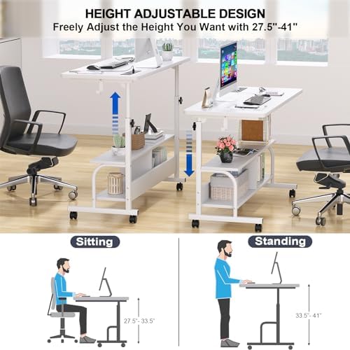 Armocity 47" Rolling Standing Desk with Charging Station for Couch Bed - Image 6