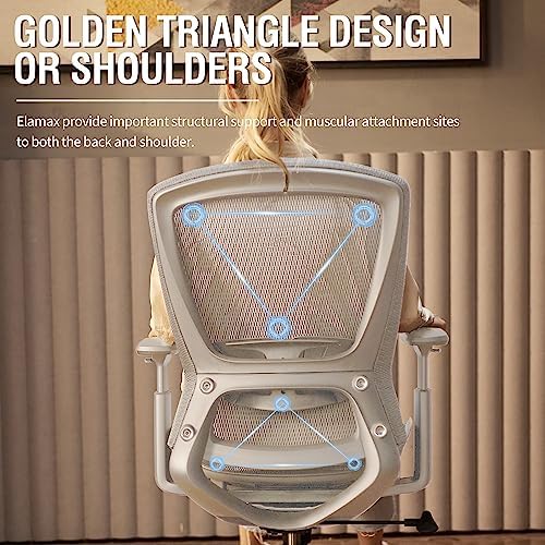 ELABEST Mesh Office Chair,Ergonomic Computer Desk Chair,Sturdy Task Chair- Adjustable Lumbar Support & Armrests,Tilt Function,Comfort Wide Seat,Swivel Home Office Chair (Grey Frame Grey Mesh) - Image 4
