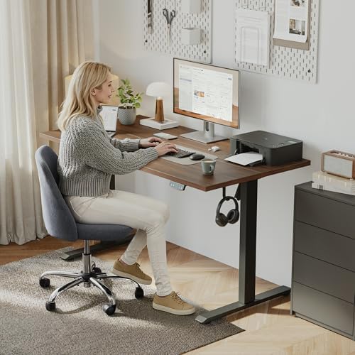 Klicelor 71 Inch Large Electric Standing Desk, Height Adjustable Office Desk, Sit Stand Up Computer Gaming Desk with Memory Preset, Three-Piece Desktop, Dark Walnut - Image 2
