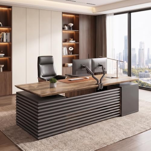 71" Executive Standing Desk with Locking Drawers and Charging Station - Image 3
