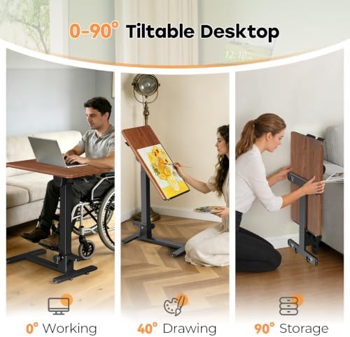 27" Foldable Standing Desk, No-Assembly Needed, Dark Wood - Image 6