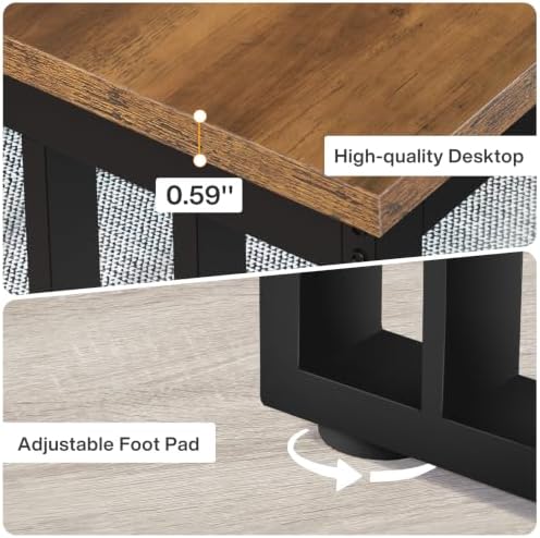 Tribesigns 78.74" Extra Long Computer Desk for 2 Person, Double Long Desk with Heavy Duty Metal Frame, Double Workstation Study Table for Home Office (Without Chair) (Brown & Black) - Image 6