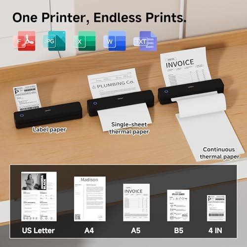 HPRT Portable Printer Wireless for Travel, Inkless Thermal Printer Matte - Image 2