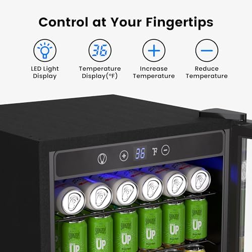 Feelfunn 4.5 Cu.Ft Beverage Refrigerator, 145 Can Mini Fridge, Silver - Image 4