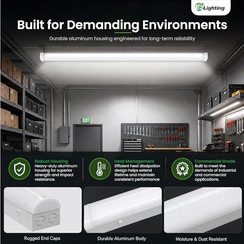 E2 LIGHTING 4ft LED Linear Shop Light, Emergency Battery Backup - Image 6