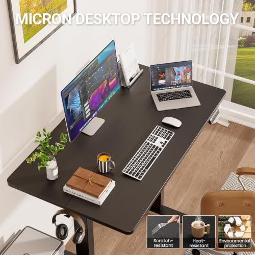 Veken 47.2 Inch Large Electric Standing Desk, Gaming Table, Black - Image 6