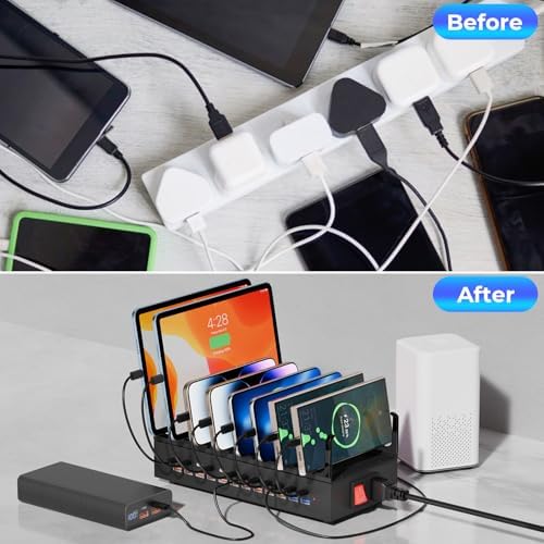 350W Charging Station for Multiple Devices, 24 Ports USB Fast Charging Station, Charger Station Organizer Compatible with Kindle,Tablet, iPad, Charger Station for Home, Office - Image 5