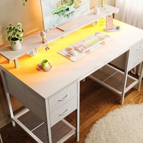 Huuger 47 inch Computer Desk with Power Outlets & 4 Drawers by Huuger