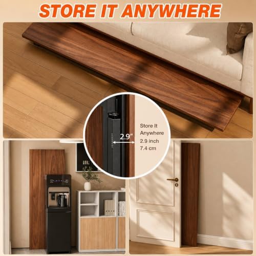 Folding Table Computer Desk - 55.1" No Assembly Folding Desk Design and Foldable Office Desk, Small Desk for Bedroom, Compact Storage Portable Use for Dorm and RV Small Space, Dark Walnut - Image 5