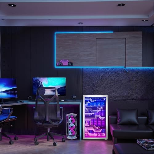 Cyberpunk Beverage Cooler, 130 Can Mini Fridge, LED Light Door, Gaming Room - Image 5