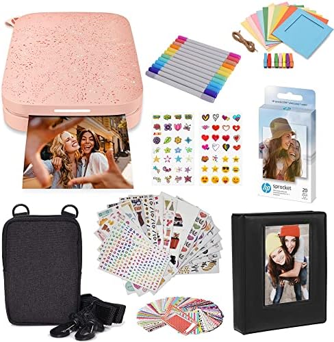 HP Sprocket Portable 2x3 Instant Color Photo Printer (Blush Pink) Starter Bundle by HP