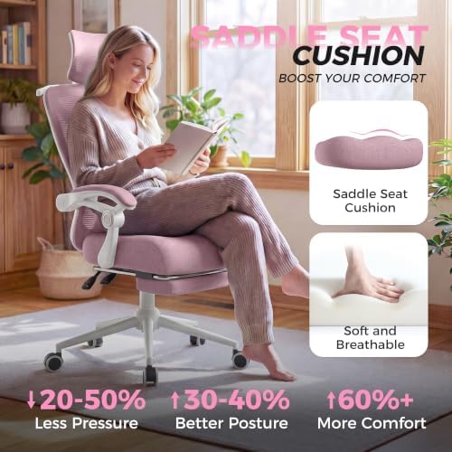 CYKOV Ergonomic Office Chair with Footrest, Reclining Mesh Back, 350 Lbs - Image 4
