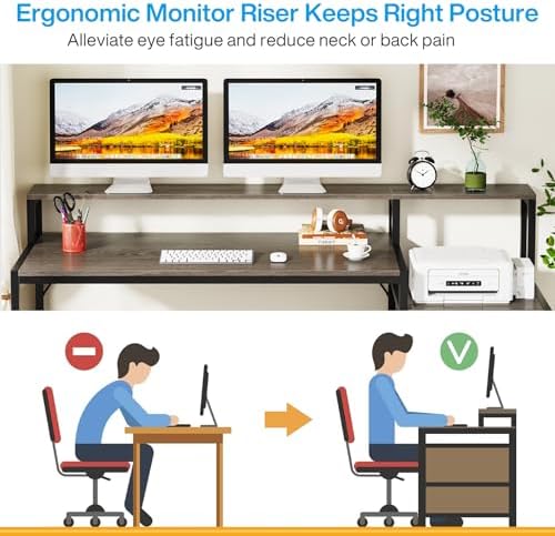Tribesigns 63 Inch Computer Desk with File Drawer Cabinet, Home Office Desk - Image 6