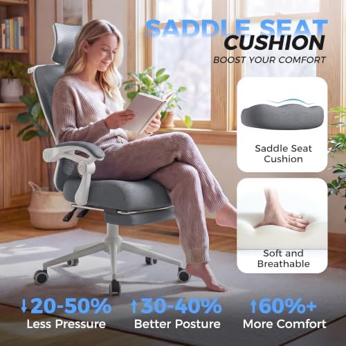 CYKOV Ergonomic Office Chair with Footrest, Reclining Mesh Back, 350 Lbs - Image 4