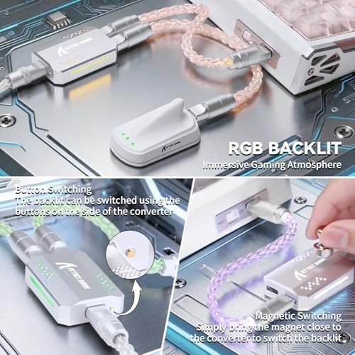 ATTACK SHARK C07 PRO Custom Braided USB-A to Dual Type-C Cable-White - Image 4