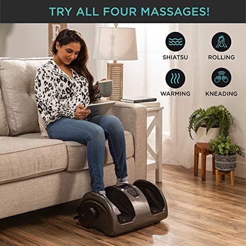 Best Choice Products Shiatsu Foot Massager with Heat for Plantar Fasciitis & Neuropathy, Kneading Foot & Calf Massager with Remote, 360° Adjustable Handle, Rolling & Compression Massage - Gray - Image 5