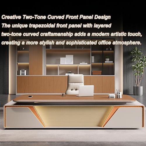 Executive Office Desk with Storage Cabinet,Modern l Shaped Executive Desk,50MM Thick Desktop for CEO Office, Reception & Commercial Workspace - Image 5